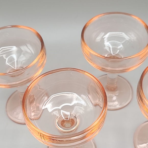 Orange Tinted Martini Cocktail Glasses with Thick Stems, Set of 4 - Picture 3 of 5